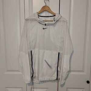 Nike Women's White Long Sleeve 1/4 Zip Pullover Hooded Windbreaker Jacket Size L